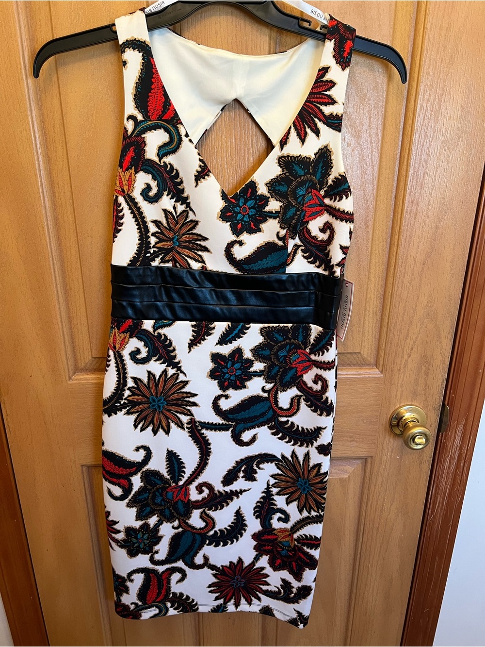 NWT Bisou Bisou Asymmetrical Dress with Black and Red Accents